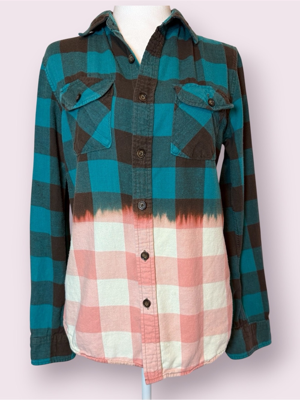 Urban Outfitters Urban Renewal Recycled Bleach Dipped Flannel Top Size Small